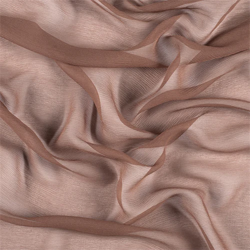 Runway Silks Brown Crinkled Silk Chiffon Fabric - Reorderable