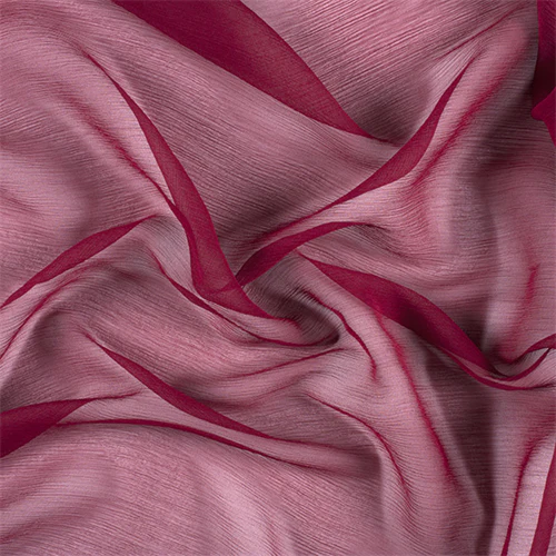 Runway Silks Burgundy Crinkled Silk Chiffon Fabric - Reorderable