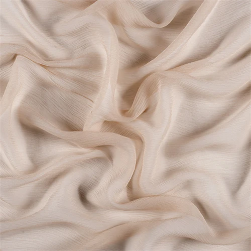 Runway Silks Camel Crinkled Silk Chiffon Fabric - Reorderable