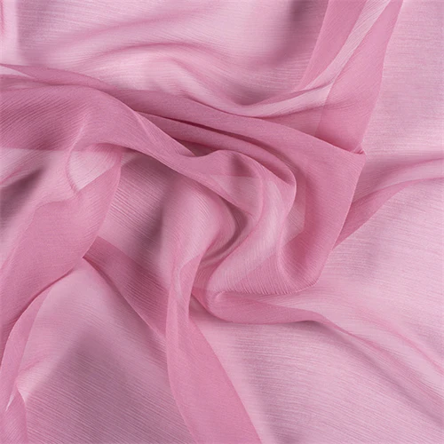 Runway Silks Carnation Pink Crinkled Silk Chiffon Fabric - Reorderable