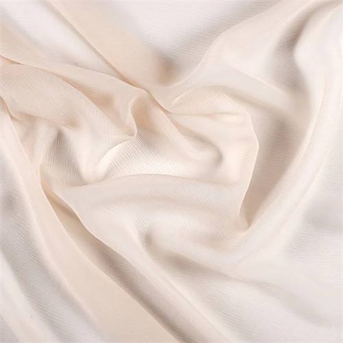 Runway Silks Champagne Crinkled Silk Chiffon Fabric - Reorderable