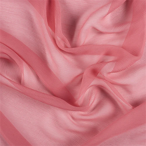 Runway Silks Coral Crinkled Silk Chiffon Fabric - Reorderable