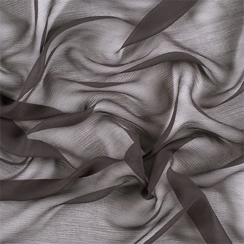Runway Silks Dark Gray Crinkled Silk Chiffon Fabric - Reorderable