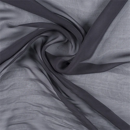 Runway Silks Dark Gray Wide Silk Chiffon Fabric - Reorderable