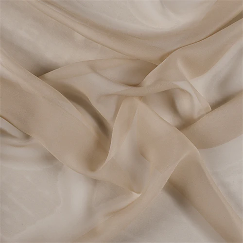 Runway Silks Golden Tan Silk Chiffon Fabric - Reorderable