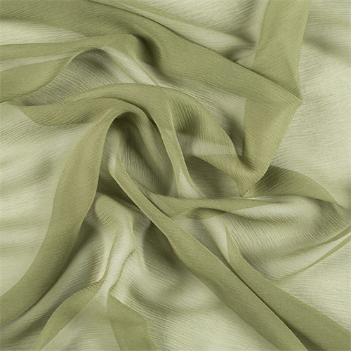 Runway Silks Grass Green Crinkled Silk Chiffon Fabric - Reorderable
