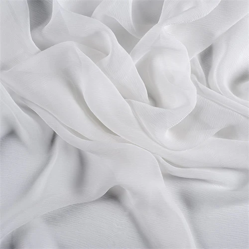 Runway Silks Ivory Crinkled Silk Chiffon Fabric - Reorderable