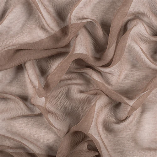 Runway Silks Latte Crinkled Silk Chiffon Fabric - Reorderable