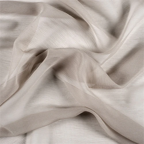 Runway Silks Light Taupe Crinkled Silk Chiffon Fabric - Reorderable