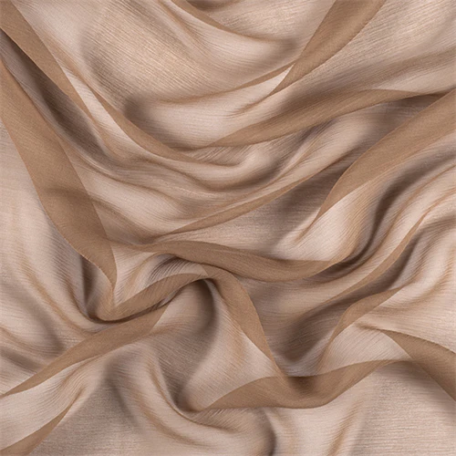 Runway Silks Mocha Crinkled Silk Chiffon Fabric - Reorderable
