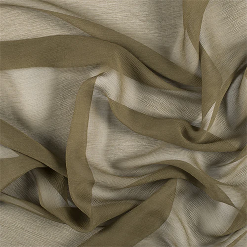 Runway Silks Moss Green Crinkled Silk Chiffon Fabric - Reorderable