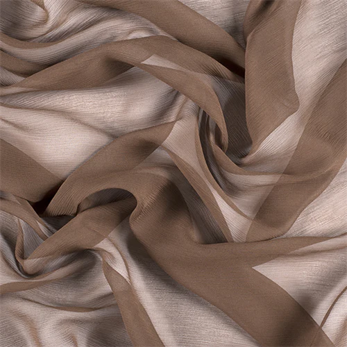 Runway Silks Olive Brown Crinkled Silk Chiffon Fabric - Reorderable