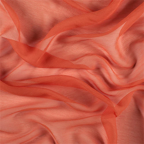 Runway Silks Orange Crinkled Silk Chiffon Fabric - Reorderable