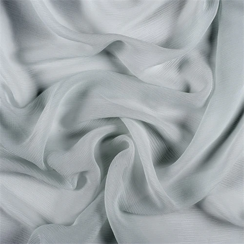 Runway Silks Pale Blue Crinkled Silk Chiffon Fabric - Reorderable