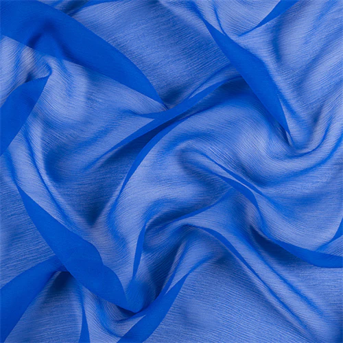 Runway Silks Sapphire Blue Crinkled Silk Chiffon Fabric - Reorderable