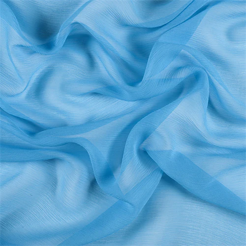 Runway Silks Turquoise Crinkled Silk Chiffon Fabric - Reorderable