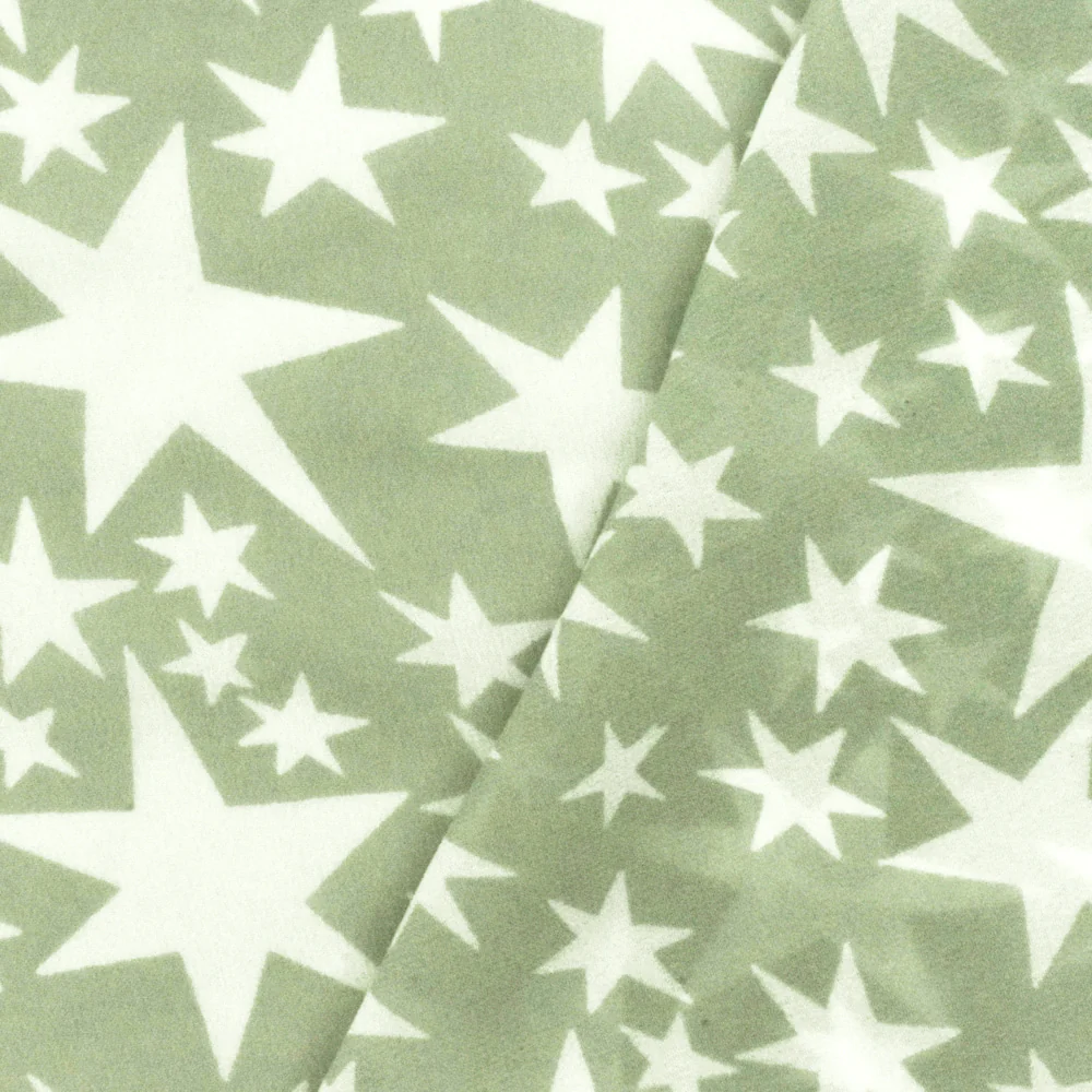 Sage Green-White Shooting Star Printed Rayon Georgette Woven Fabric - Image 4