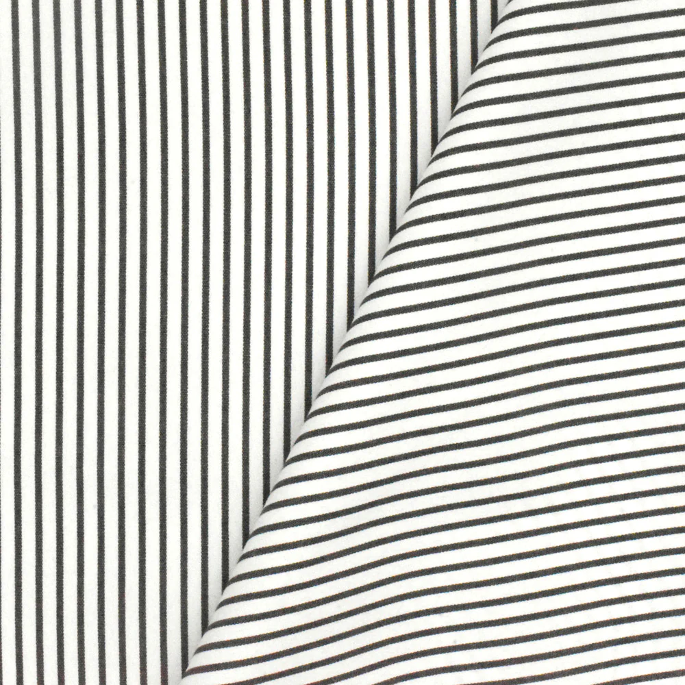 Simple Black-White Stripe Polyester Shirting Woven Fabric - Image 4