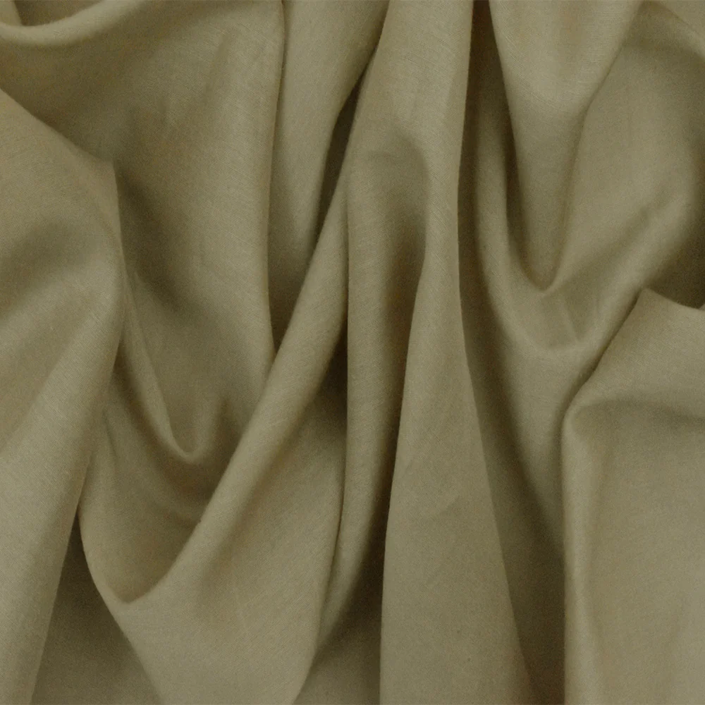 Simple Khaki Solid Slub Cotton Silk Lawn Woven Fabric - Image 2