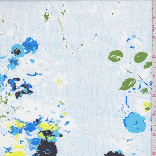 Sky Blue Shadow Floral Chiffon Fabric