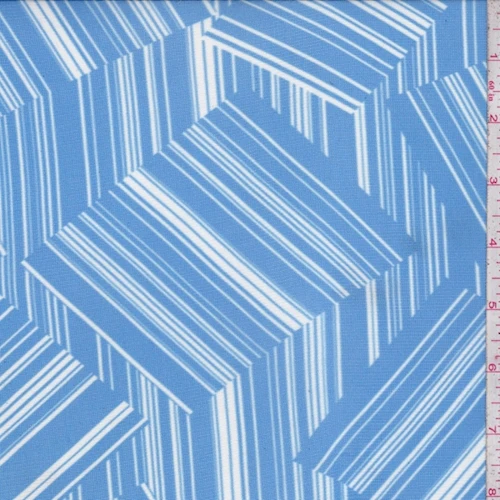 Sky/White Tossed Patchwork Power Mesh Fabric