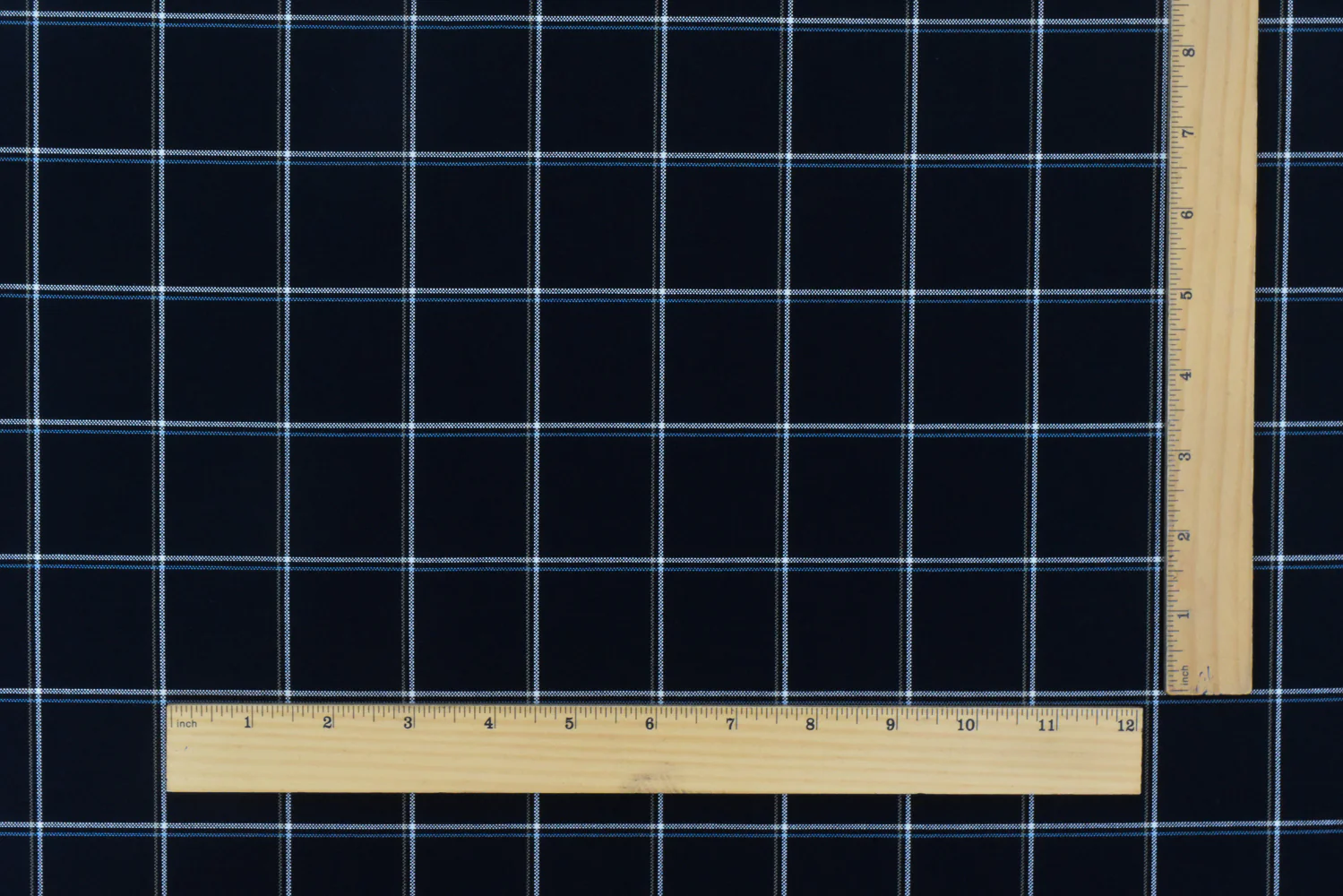 Stark Navy-White-Multi Check Poly-Wool Woven Suiting Fabric - Image 5