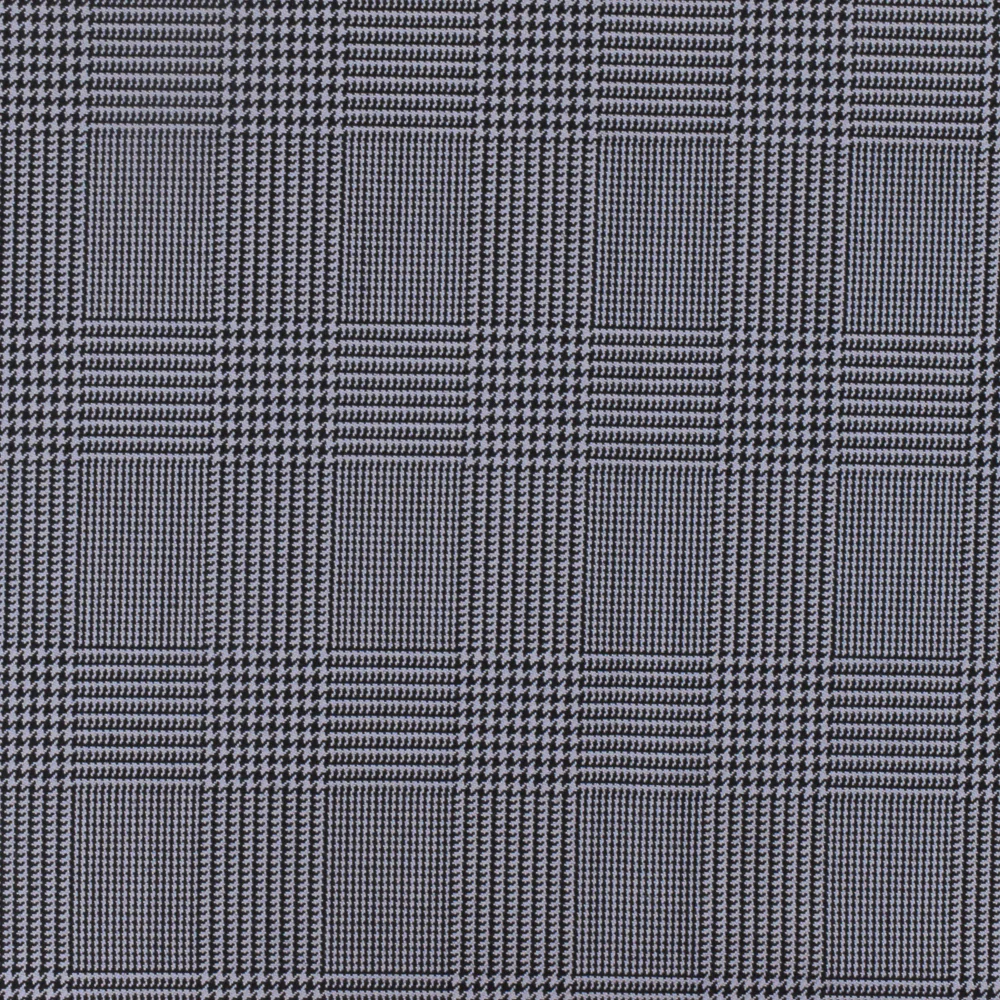 Stone Gray-Black Glen Paid Wool Polyester Twill Woven Suiting Fabric