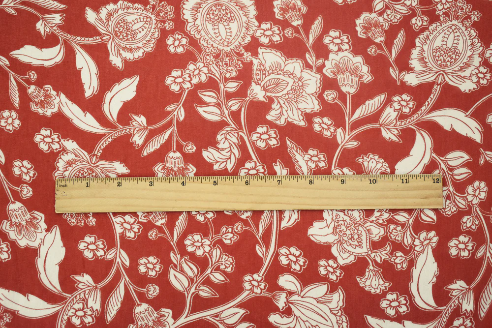 Sunset Orange-Ivory Floral Printed Poly Chiffon Woven Fabric - Image 4
