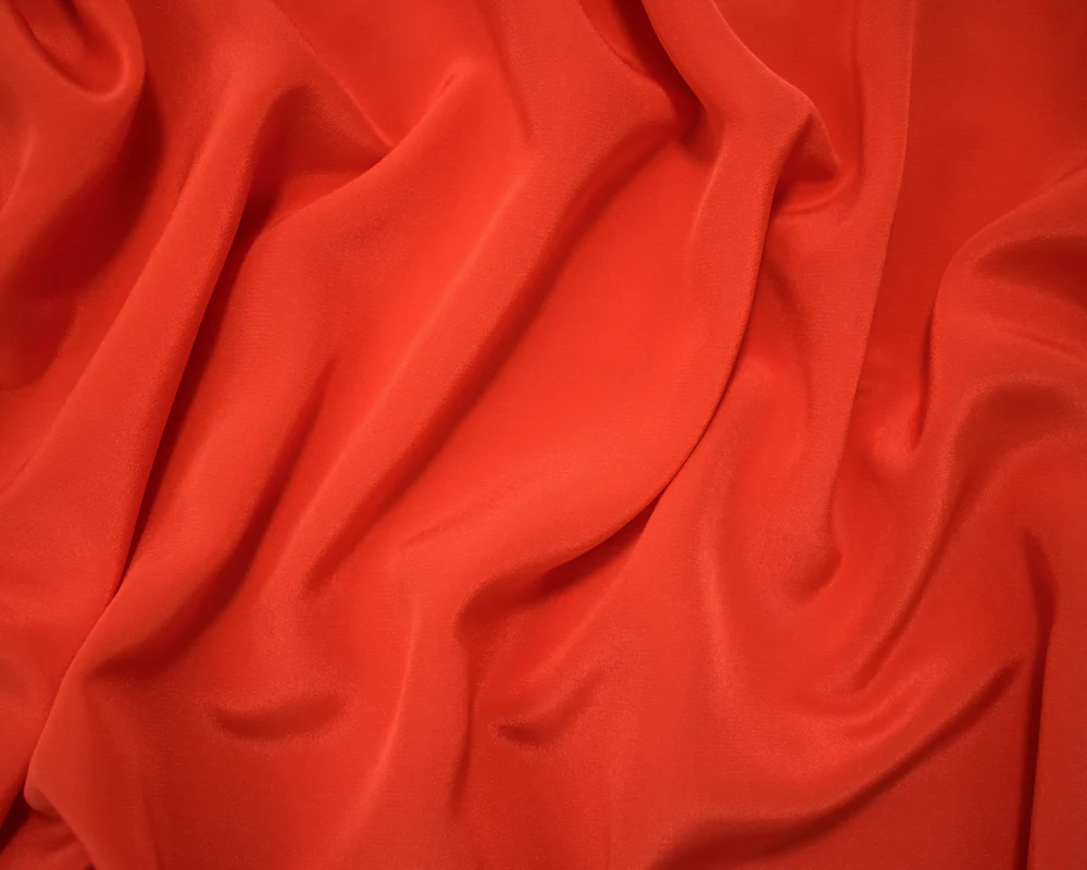 Sunset Orange Silk Famous Designer Crepe De Chine Woven Fabric - Image 3