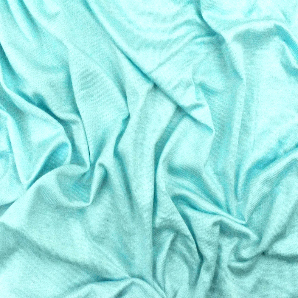 Tahiti Teal Solid Stretch Modal Tissue Jersey Knit Fabric - Image 3