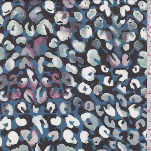 Teal/Black/Seafoam Cheetah Silk Chiffon Fabric