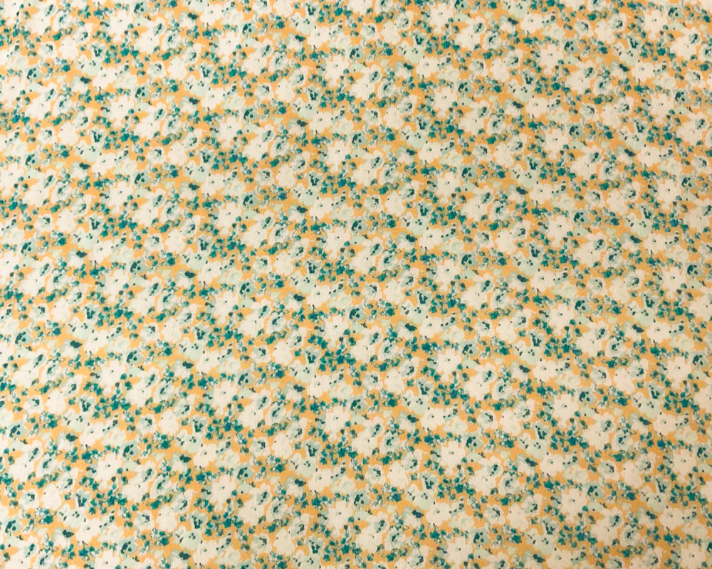Teal-Multi Poly Floral Printed Crinkle Yoryu Chiffon Woven Fabric - Image 3