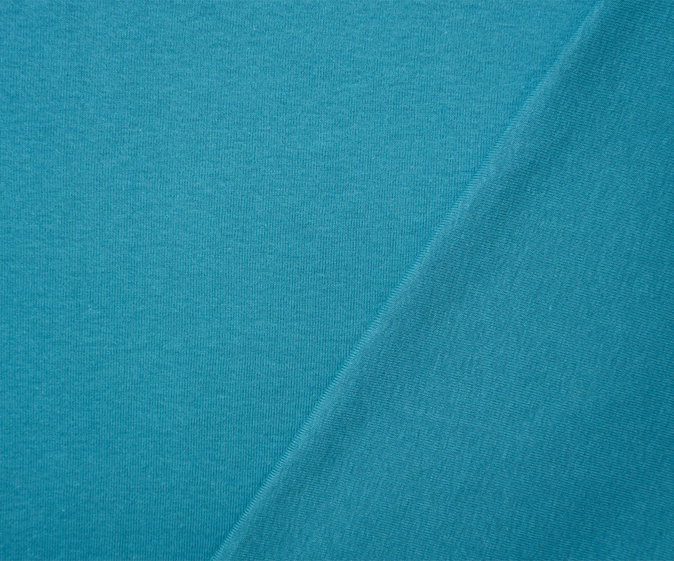 Teal Organic Cotton Solid 1X1 Rib Knit Fabric - Image 2