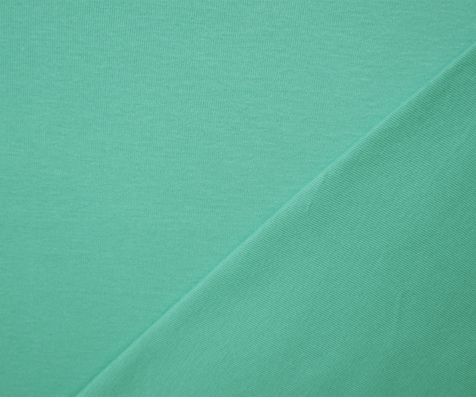 Teal Organic Cotton Solid 1X1 Rib Knit Fabric - Image 2