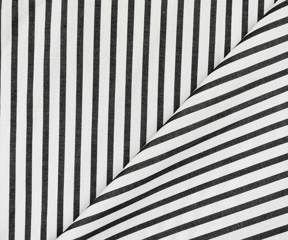 3 YD PC-Black-White Rayon Cotton Striped Shirting Woven Fabric - Image 3