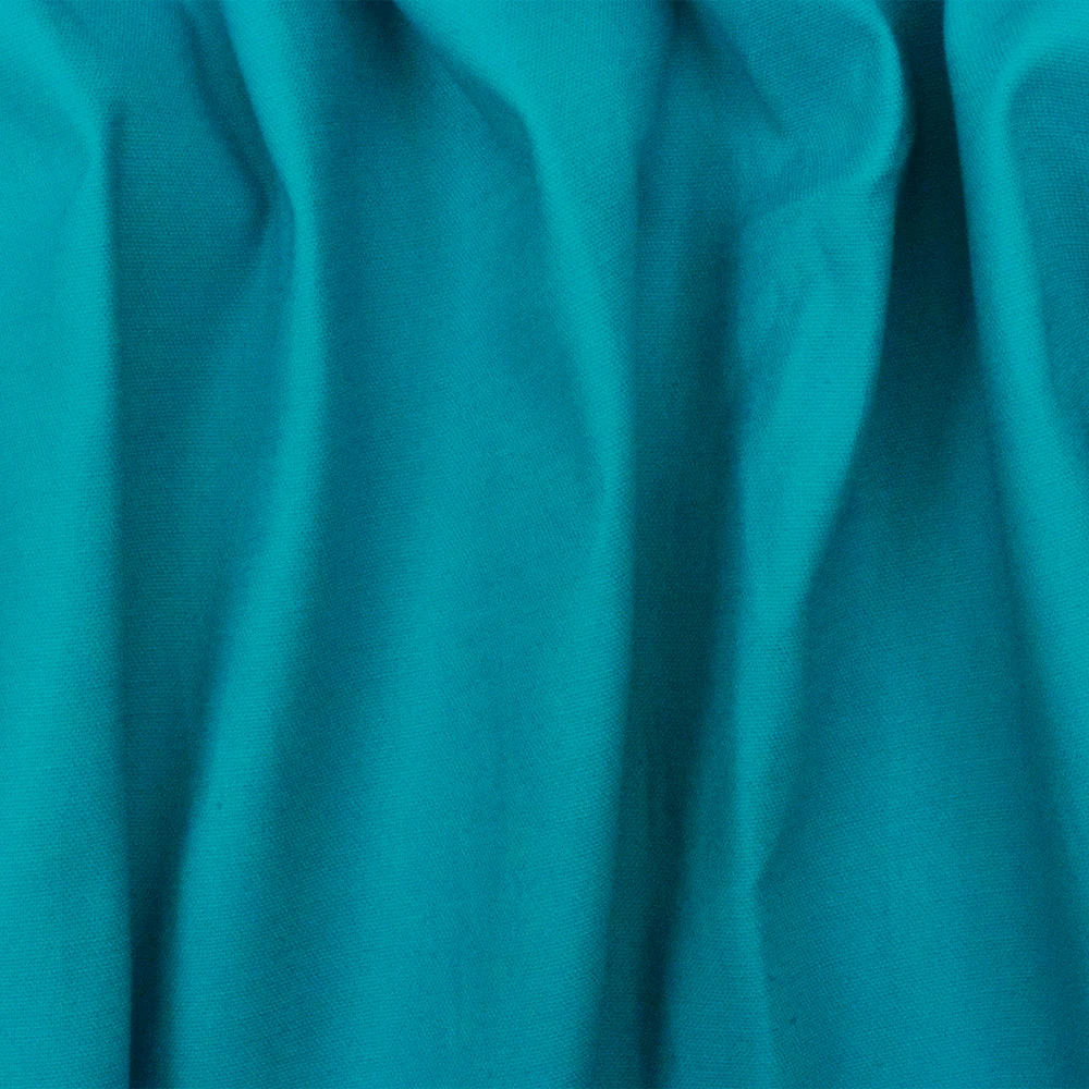Turquoise Blue Cotton Solid Stretch Spandex Twill Sateen Woven Fabric - Image 2