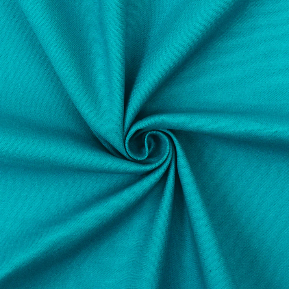 Turquoise Solid Stretch Cotton Spandex Twill Sateen Woven Fabric