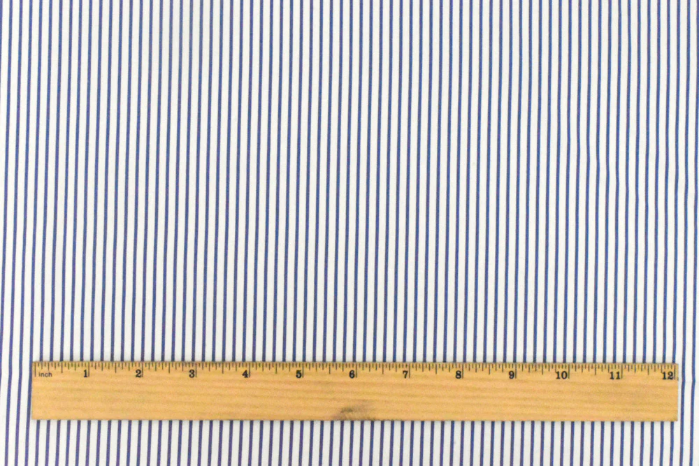 Ultramarine Blue-White Stripe Polyester Shirting Woven Fabric - Image 5