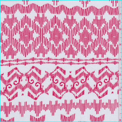 White/Bright Red Sketch Stripe Rayon Crepon Fabric