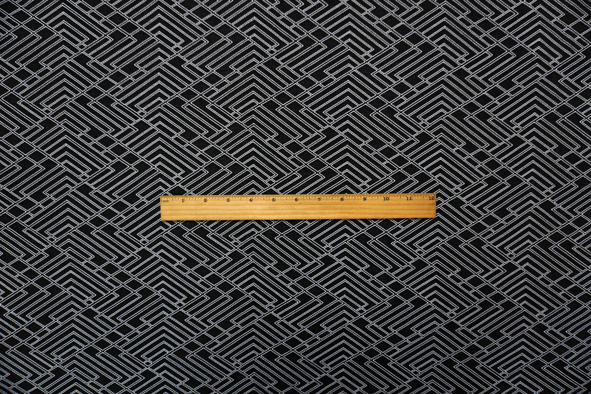 White Famous Maker Nylon Spandex Geometric Jacquard Double Knit Fabric - Image 4