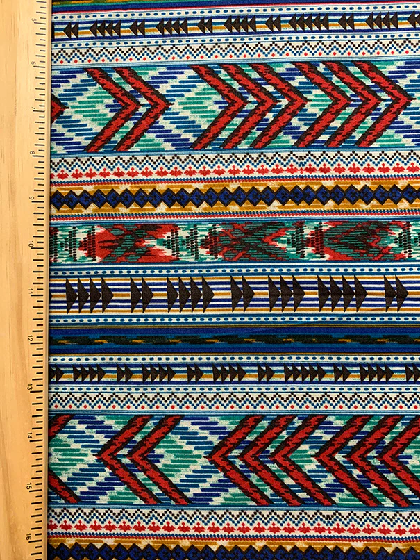 White Multi Stripe Print Rayon Challis Fabric - Image 4