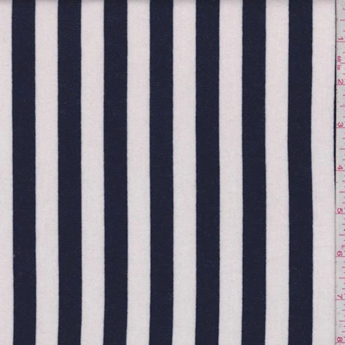 White/Navy Stripe Sweatshirt Fleece Fabric