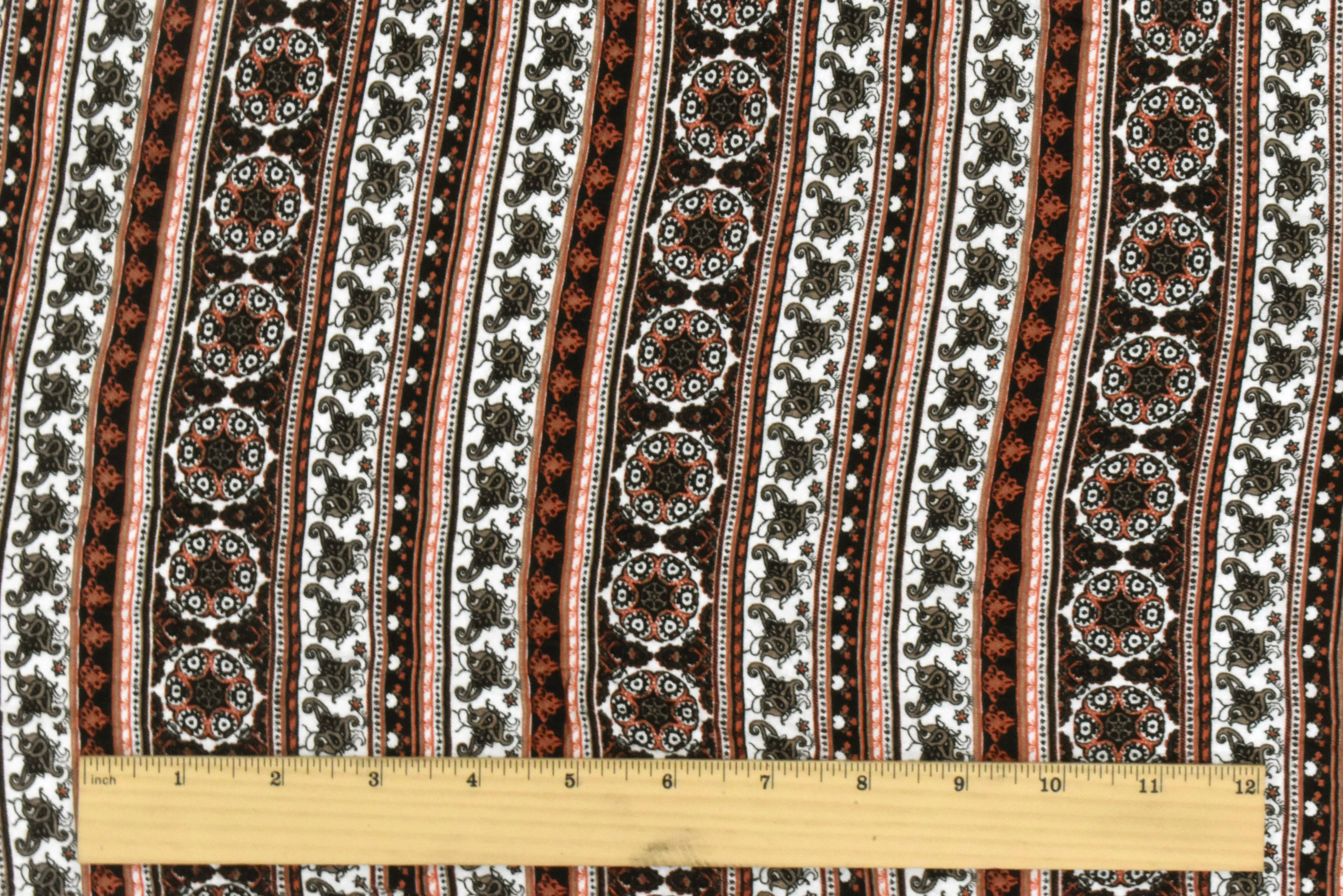 White-Orange-Multi Moroccan Stripe Printed Rayon Stretch Jersey Knit Fabric - Image 5