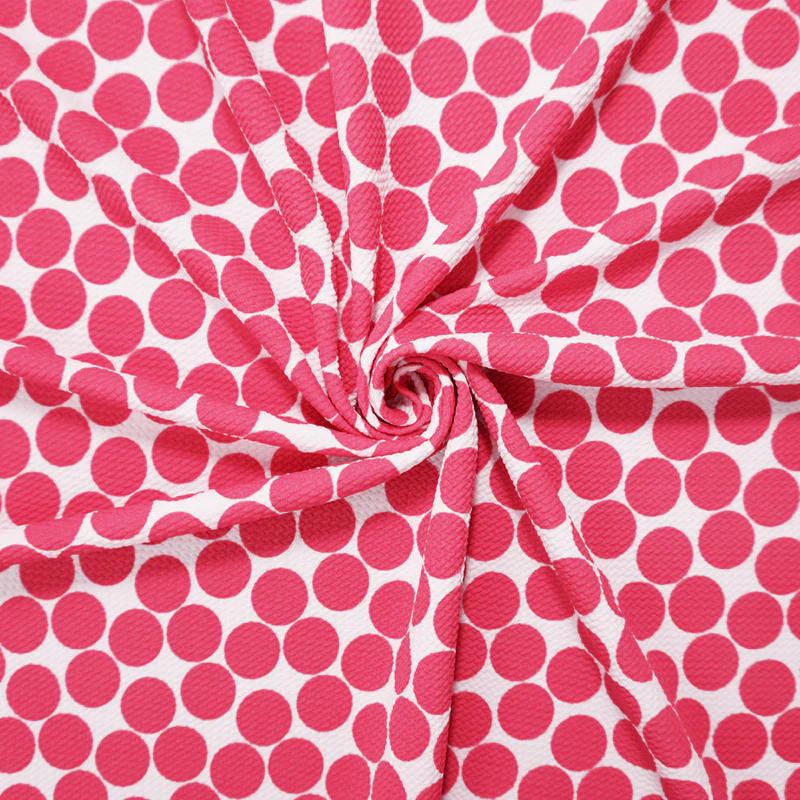 White-Pink Poly Dot Print Liverpool Double Knit Fabric