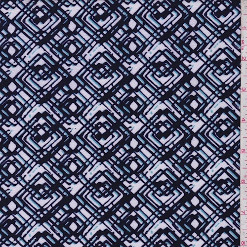 White/Plum/Turquoise Diamond Textured Techno Knit Fabric