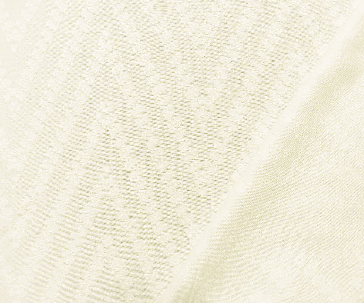 White Rayon Clip-Spot Chevron Texture Challis Woven Fabric - Image 2