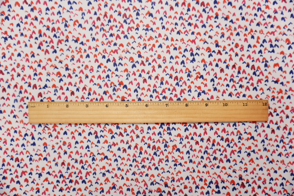 White-Red-Multi Poly Heart Printed Chiffon Woven Fabric - Image 5