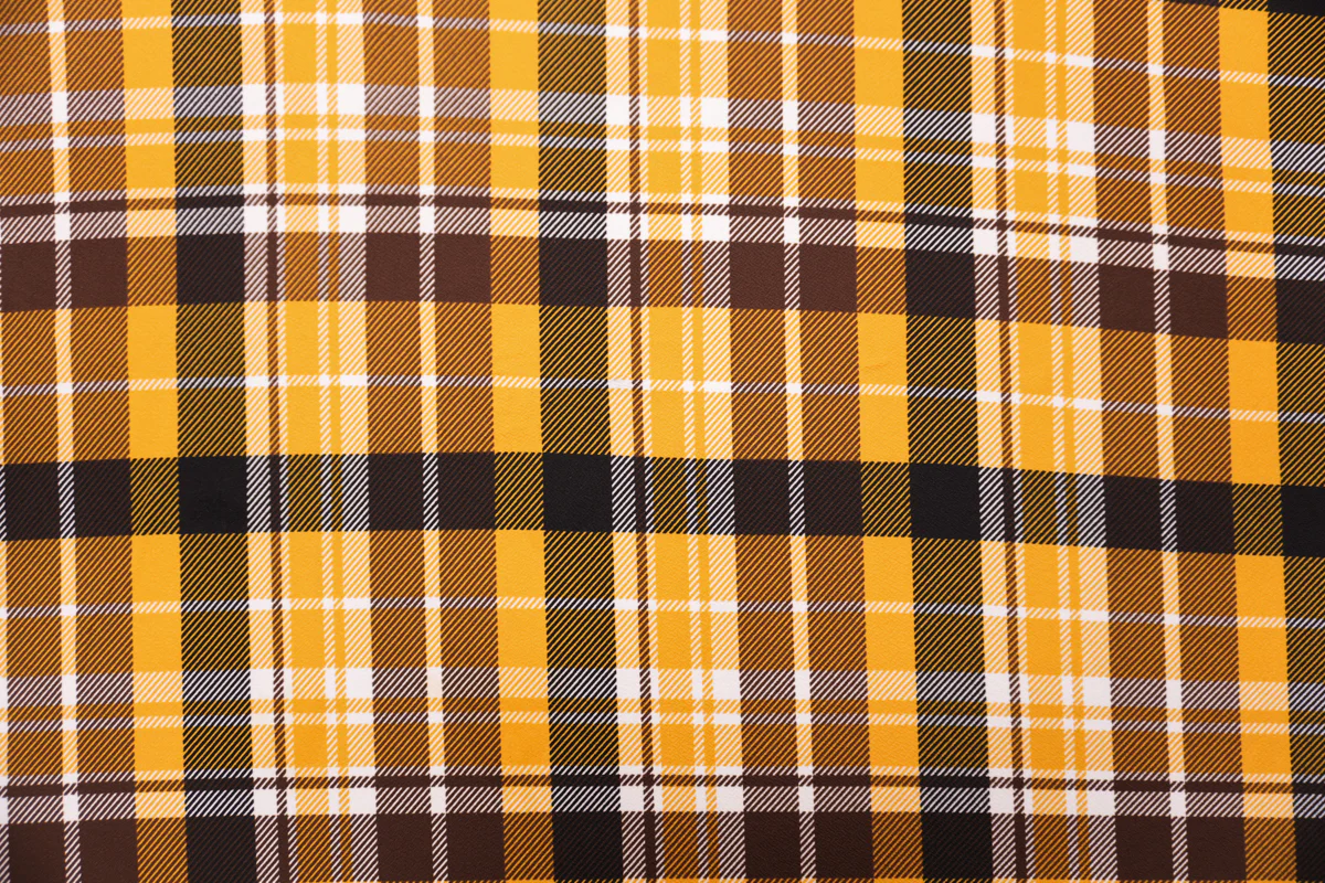 Yellow-Black-Multi Poly Plaid Print Liverpool Double Knit Fabric - Image 3