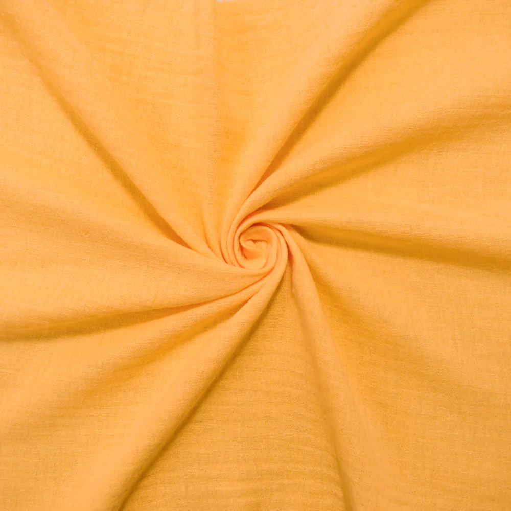 Yellow Cotton Crinkled Solid Double Gauze Woven Fabric