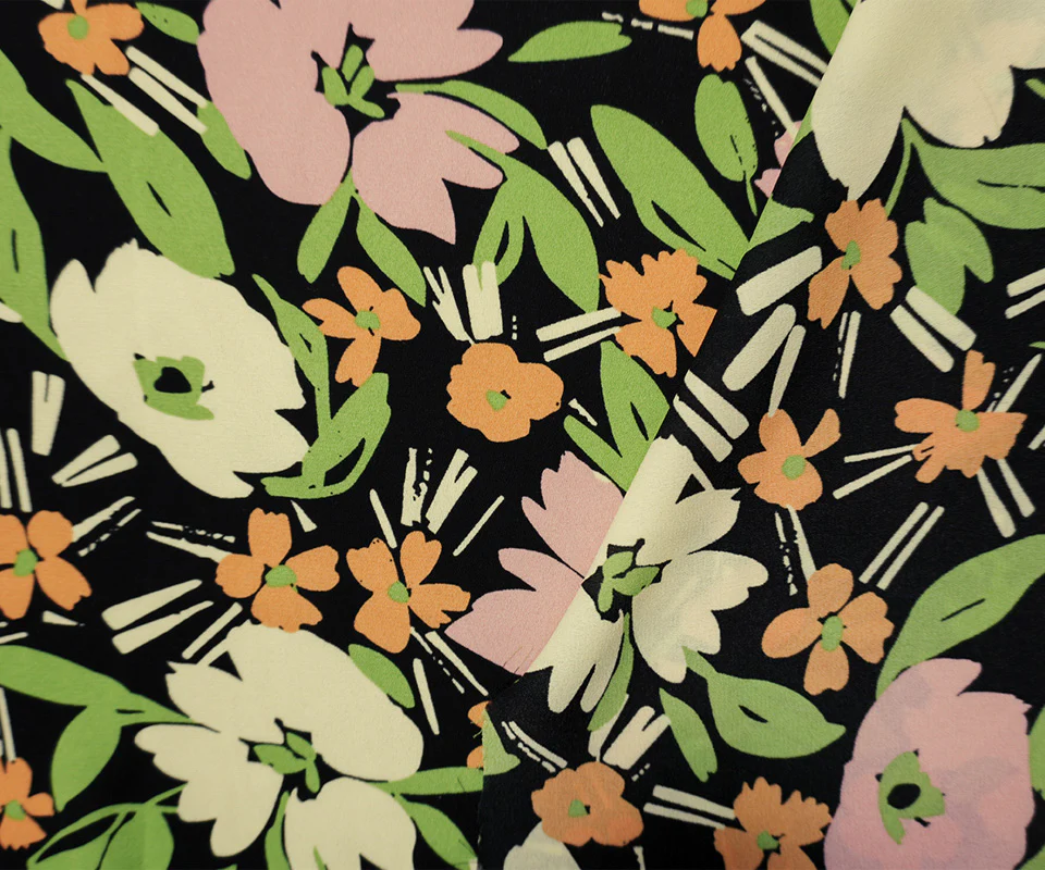 Yellow-Green-Multi Poly Floral Printed Georgette Woven Fabric - Image 2